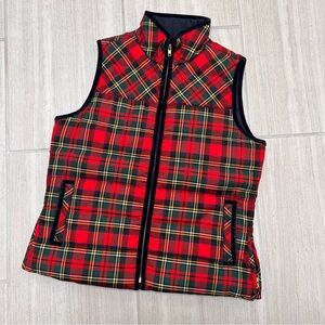 J. Crew Red and Green Tartan Quilted Vest
